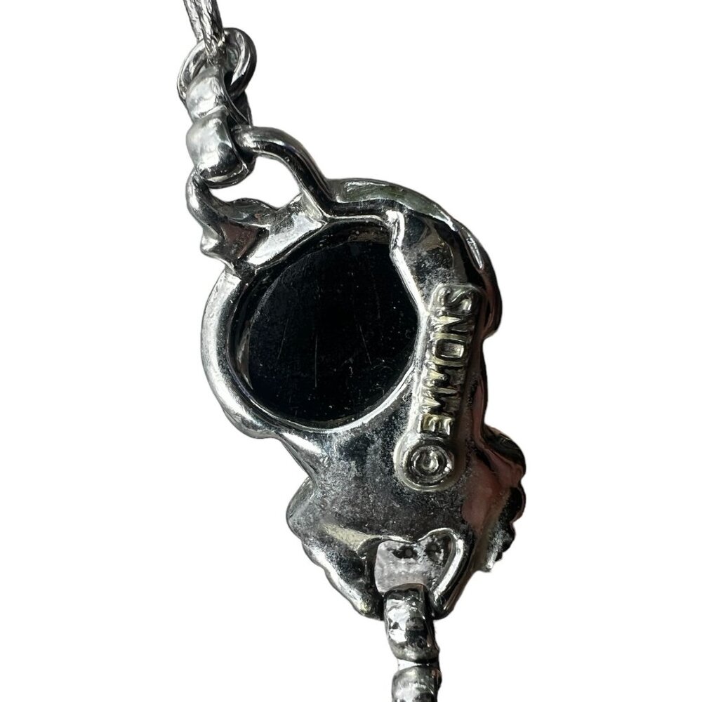 Emmons Silver-Tone Black Link Necklace Vintage 17.5" - Picture 3 of 6